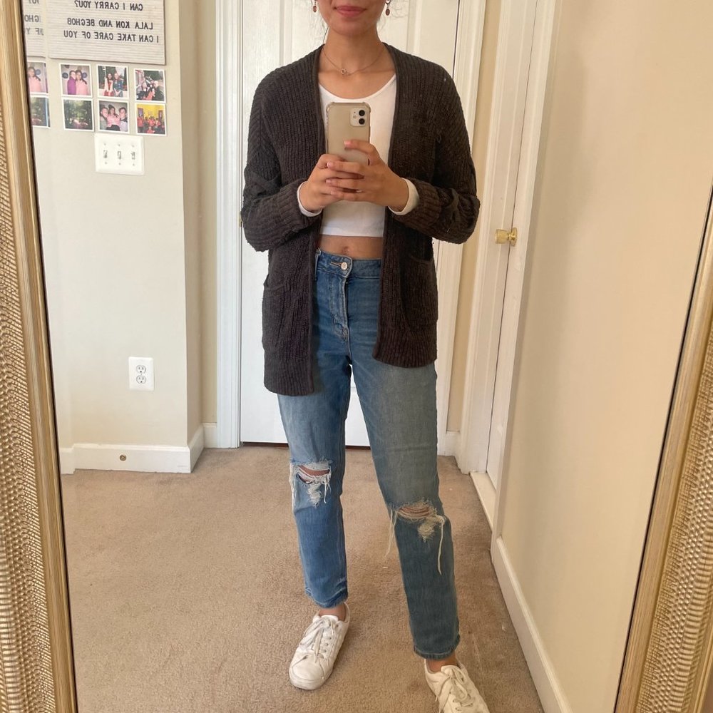 Dark Gray Knit Cardigan